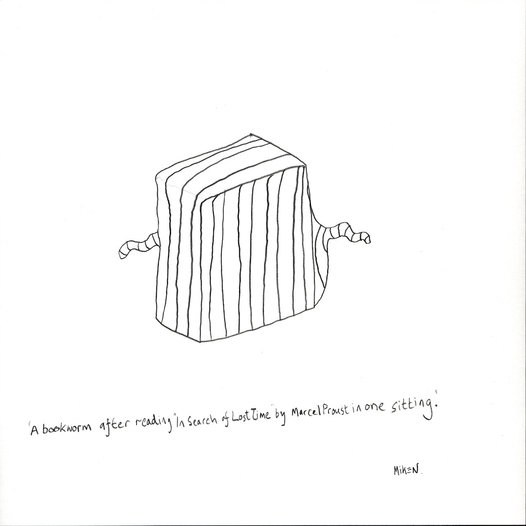 A bookworm after reading "In Search of Lost Time" by Marcel Proust in one sitting